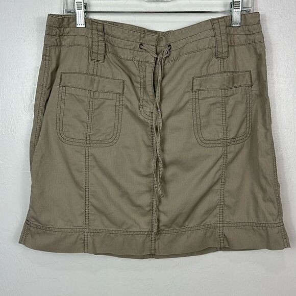 LOFT Ann Taylor Cotton Khaki Tan Y2K Cargo Mini Skirt Size 10 - Picture 2 of 9
